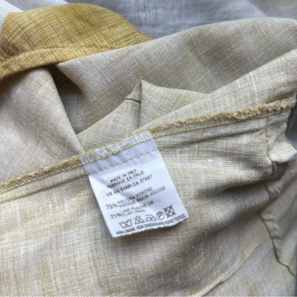 UNITED COLORS OF BENETTON yellow floral button up‎ linen midi dress